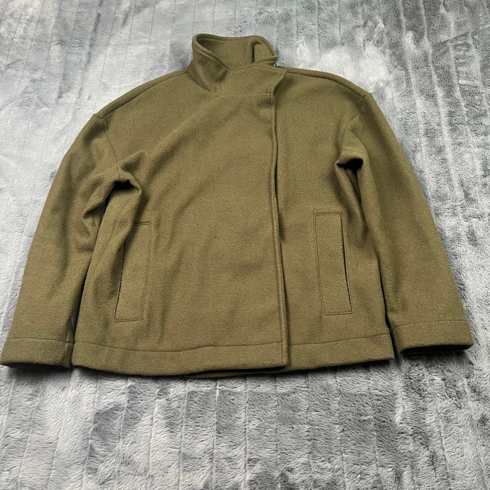 Banana Republic Womens XS Olive Green Asymmetrical Zip Funnel Neck Jacket 13607